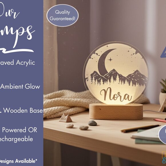 Mountain LED Name Light | Custom Kids Room Decor & Baby Shower Gift - Picture 3 of 8